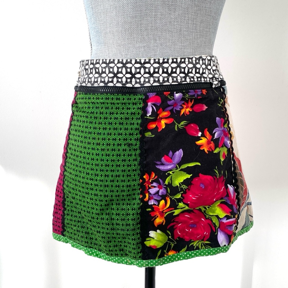 ZAND Reversible Colorful Patchwork Mini Wrap Skir… - image 7